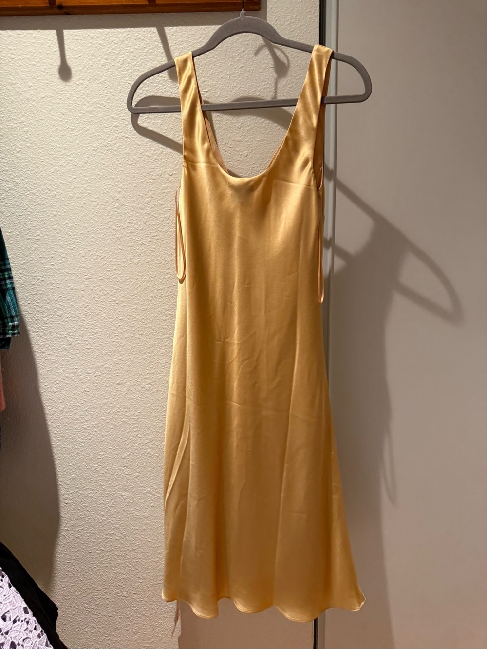 Reformation Satin Slip Dress in Peachy Gold